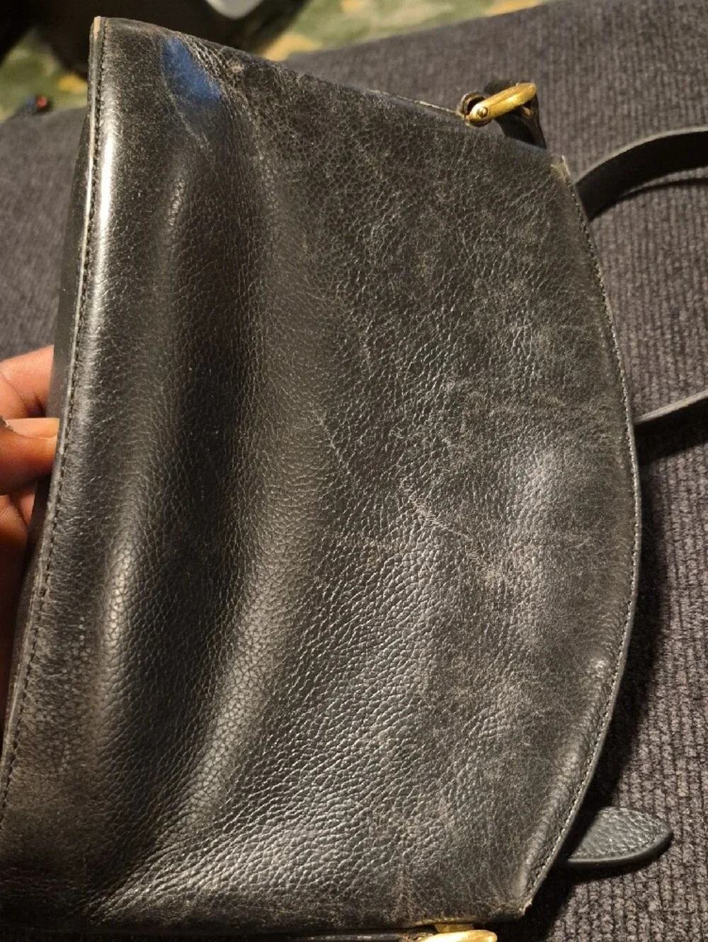 Coach Black Leather Mini Crossbody with Gold Hardware